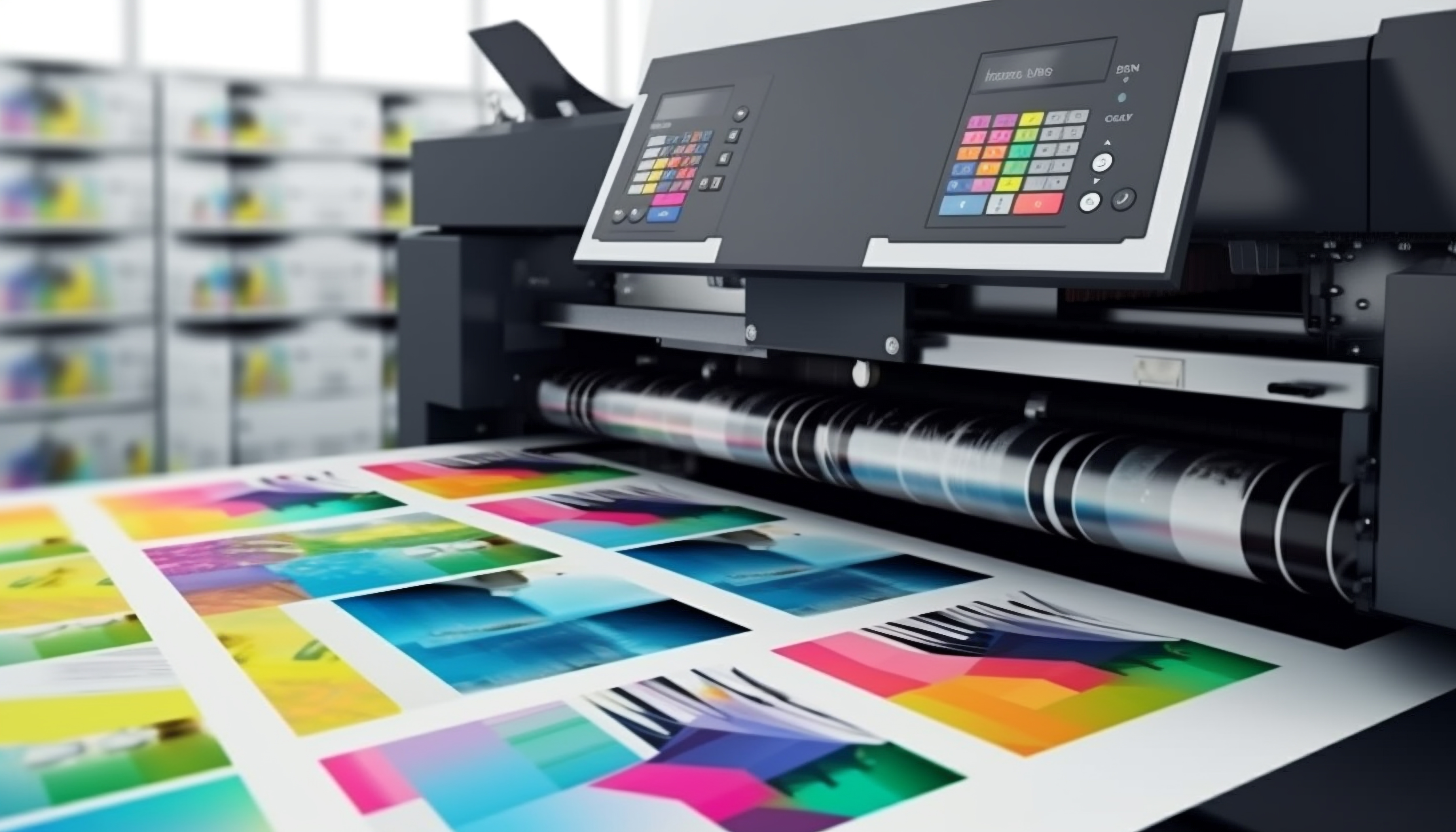 Offset printing machine in action